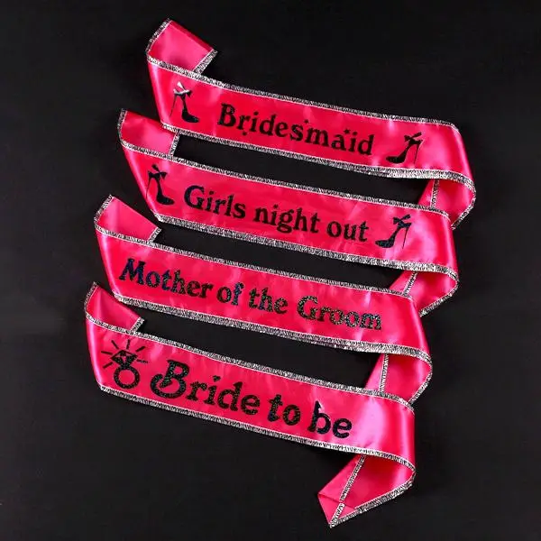 Wedding Accessories Girls Night Out Sash Pink Satin Fashion Zebra
