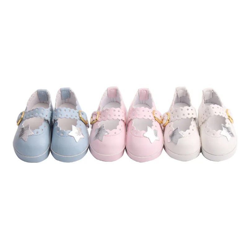 

Dolls shoes American lovely hollow-out 3 - color star print dress shoes fit 16 inch and 14.5-inch Girl accessories r7
