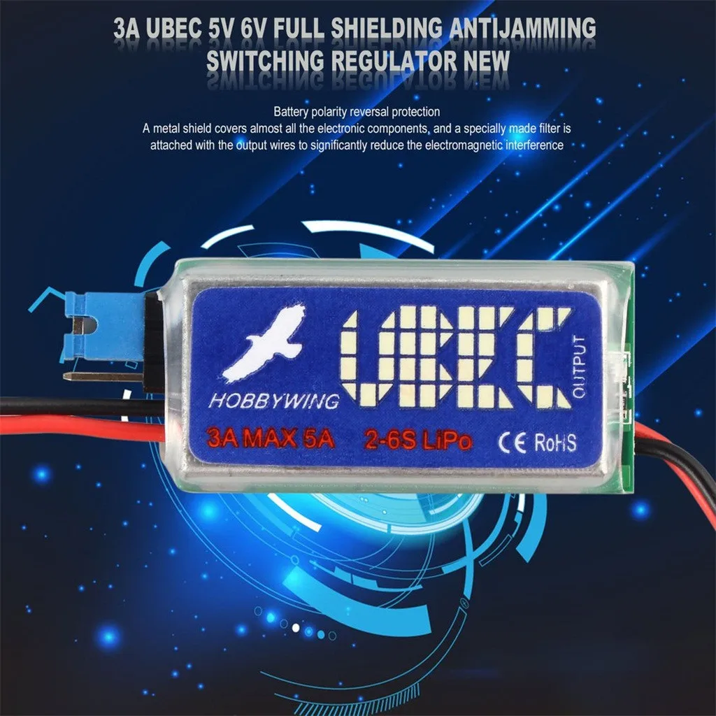 

Rc Part Accessories 5V/6V UBEC 3A Lowest RF Noise Full Shielding Antijamming Switching Regulator Advanced DC-DC Regulator IC