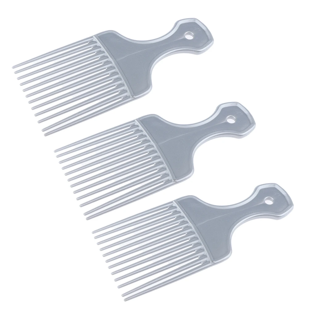 3pcs/set Portable Afro Pick Fork Plastic Curly Hair Comb Long Tooth Hairdressing Light weight Mini Size Convenient
