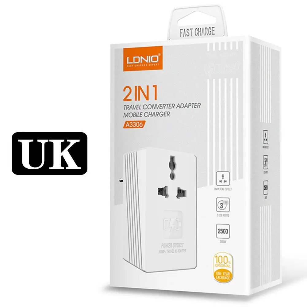 

Portable USB Wall Charger Plug Adapter For LDNIO A3306 DC 5V 3.4A Charging Sockets Office Travel Multipurpose Travel Essential
