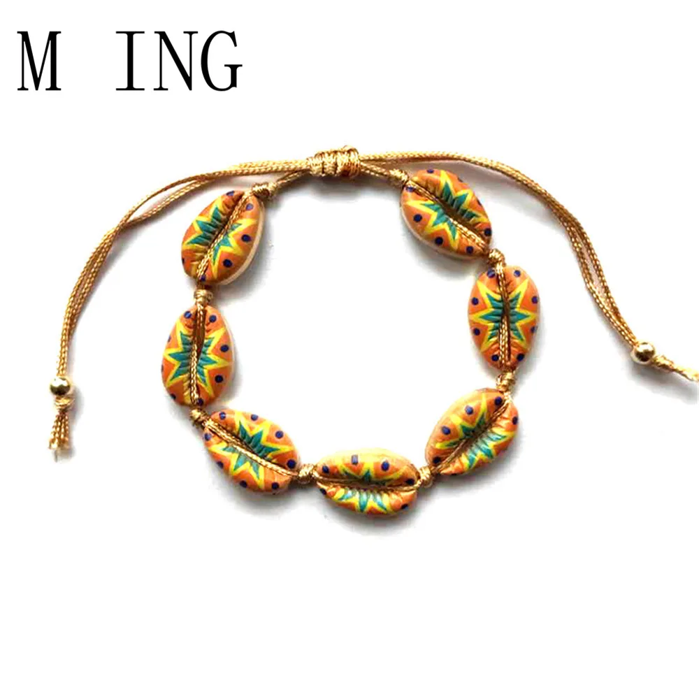 

MLING Fashion Shell Bracelet For Women Rope Chain Colorful Adjustable Bohemian Bracelet Bangle Jewelry Gift