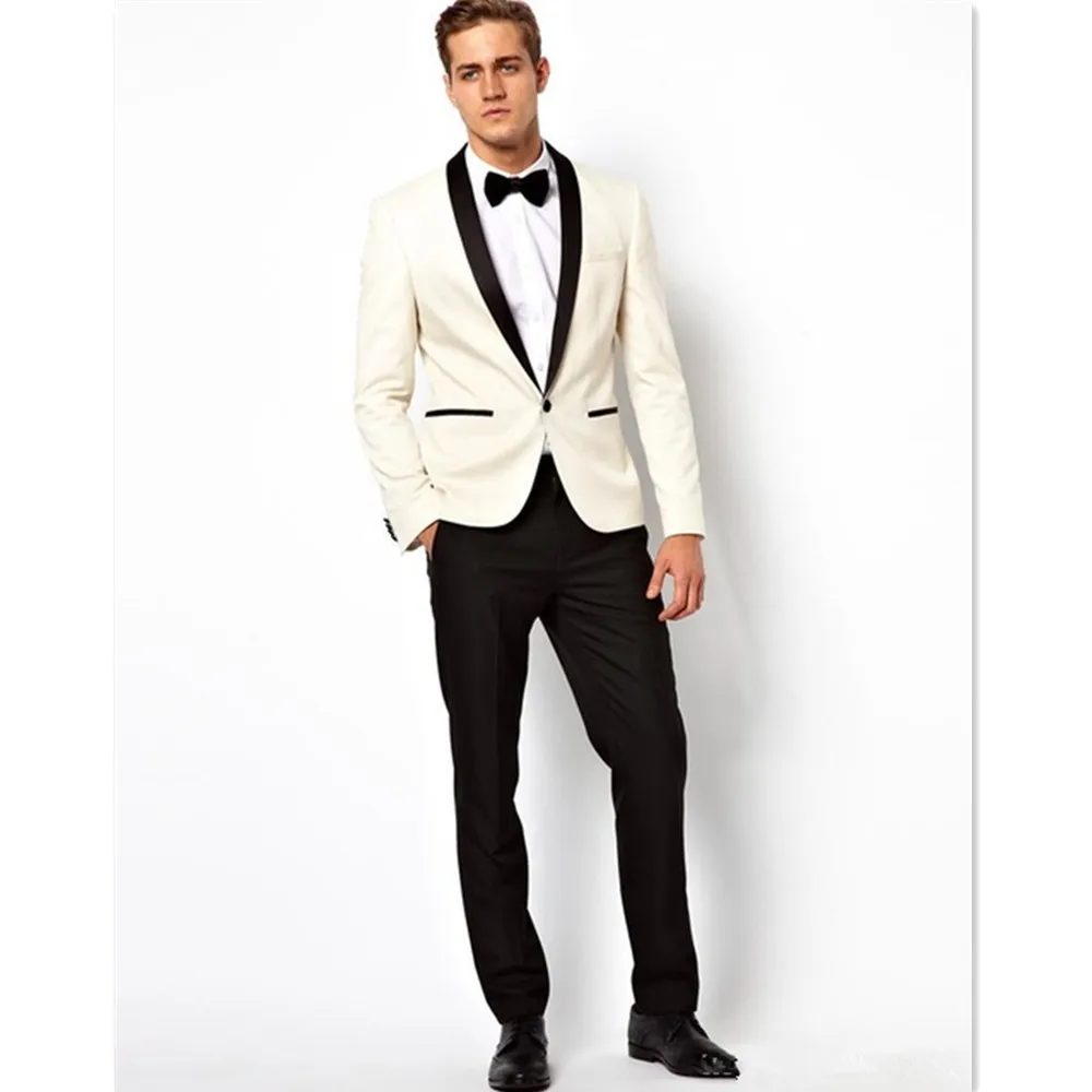

2019 Men Suit Set Ivory Colour Blazer Regular Styles (Jacket+Pants) Customized Men Suits For Wedding Prom Groom Best Man Tuxedos