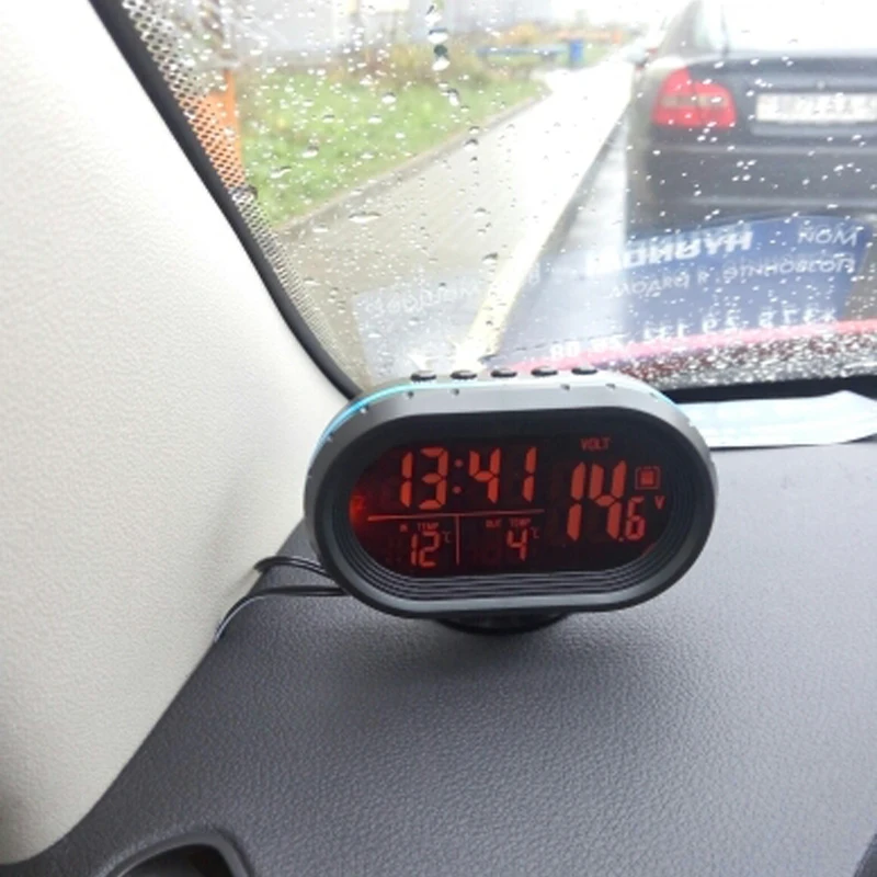 4 in 1 Digital Car clock Thermometer Battery Voltmeter Voltage Meter Tester Monitor Noctilucous Clock Temperature for cars 4 in 1 Digital Car clock Thermometer Battery Voltmeter Voltage Meter Tester Monitor Noctilucous Clock Temperature for cars