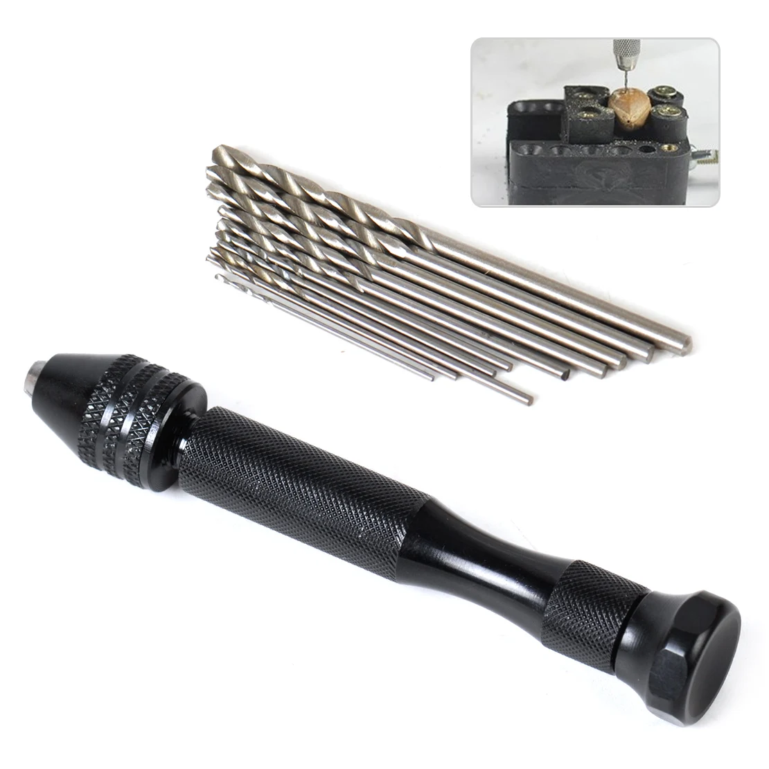 LETAOSK Mini Micro Aluminum Hand Keyless Drill Chuck +10 Twist Bits Rotary Tools | Инструменты