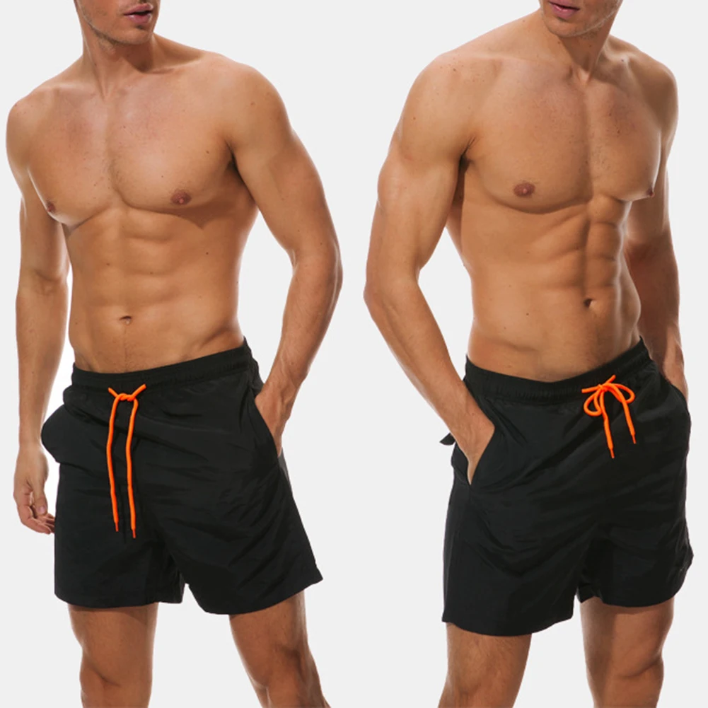Модные для мужчин летние пляжные шорты плюс размеры однотонный с кулиской мужские шорты для купания