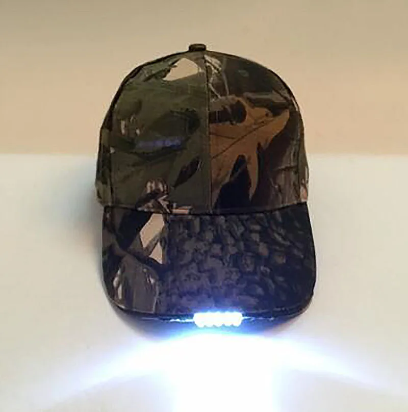 

super Bright LED Light Flash Baseball Cap Camouflage Hip Hop HeadLamp Hiking Cap Hat Outdoors Hunting Hiking Fishing Caps