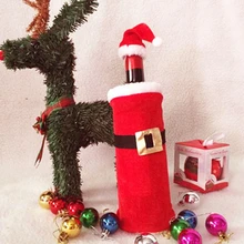 200 шт Санта Клаус одежда шляпа Платье бутылки вина крышка рождественские подарки Новая Рождественская бутылка вина крышка украшения