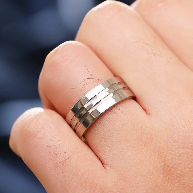 Woiwoi Stainless Steel Rings 8mm Personalize Ring For Man Stainless Steel Male Alliance Casual Customize Jewelry Band (3)