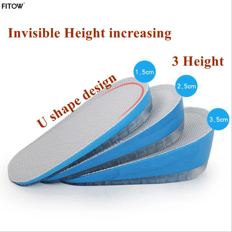 Unisex Invisible Height Increasing Half Insoles Heighten Heel Insert Shoes Pad Cushion Unisex 1.5-3.5cm Height Increase Insoles