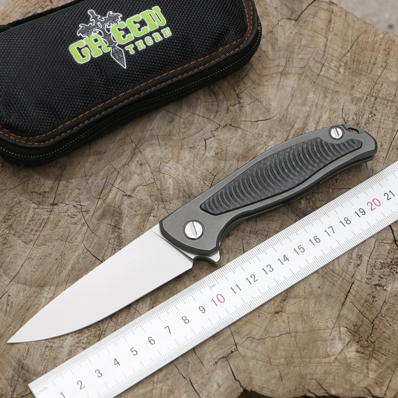 Складной нож Green thorn F95 с подшипником D2 leaf TC4 ручка из титанового сплава карманный