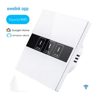 

EU Type ewelink app 3 gang 1 way Wifi Control Switch,Wireless Control Light Touch Wall Switch, Smart Home Android IOS, Alexa