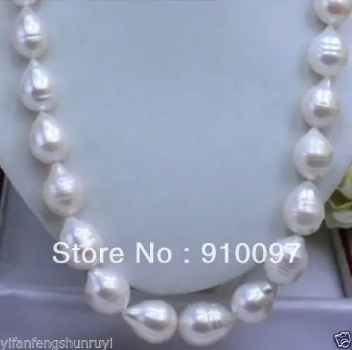 

>>>HUGE SEA AAA+ 12-15 MM WHITE AKOYA BAROQUE PEARL NECKLACE 18