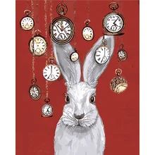 Diy Цифровая живопись животные модульные картины Рисование по номерам ручная роспись холст живопись для гостиной время кролик