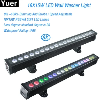 

8Pcs/Lot LED Waterproof Wash Wall 18x15W RGBWA 5in1 Stage Lighting Indoor and Outdoor Control DMX512 Good Effect DJ Equipmen