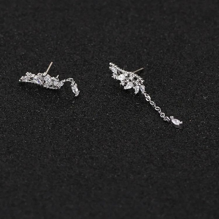 925 пробы серебряные Асимметричные Кристальные Висячие серьги для женщин, модные ювелирные изделия, женские массивные серьги, серьги eh1137