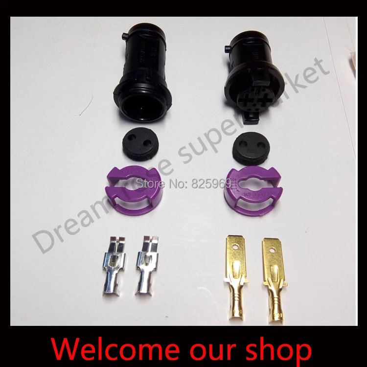 5 sets 2pin DJ70217 6.3 automotive wiring harness connector plug fog lights sheath round plug