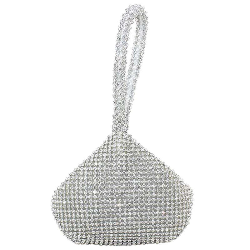 Womens Fashion Full drill triangle Evening Bags Silver