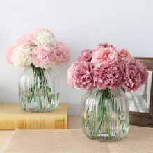 

10Pcs Cute Silk Artificial Flowers Cheap Hydrangeas Peony flower Silk bouquet Artificial Flowers For Decoration Wholesale