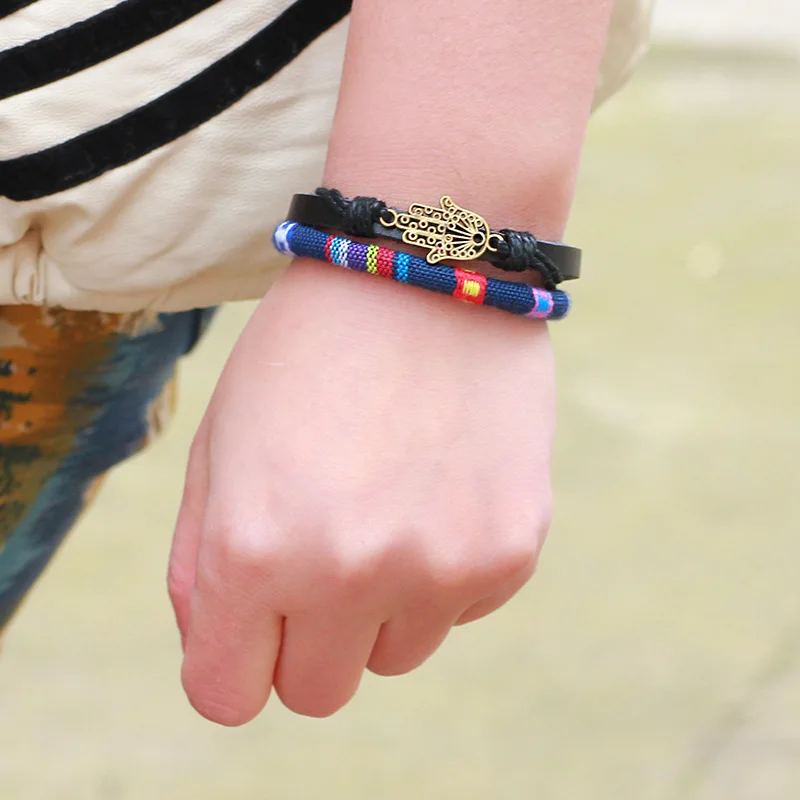 Er Vintage Fatima Hand Bracelet Leather Rope Woven Friendship Er Vintage Fatima Hand Bracelet Leather Rope Woven Friendship Bracelets Women Charms Hamsa Jewelry Lb123 In Wrap From