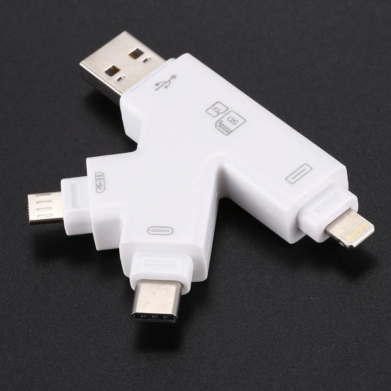 4 в 1 Micro-Sd кардридер с разъемом Lightning/Usb/Micro Usb/type C для телефонов Iphone Ipad Android type C/Mac/Pc