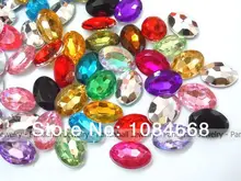 Imitación Taiwán Rhinestone de Acrílico Cabochons, Rivoli Espalda y Facetas, Oval, Color mezclado, 18x13x5mm