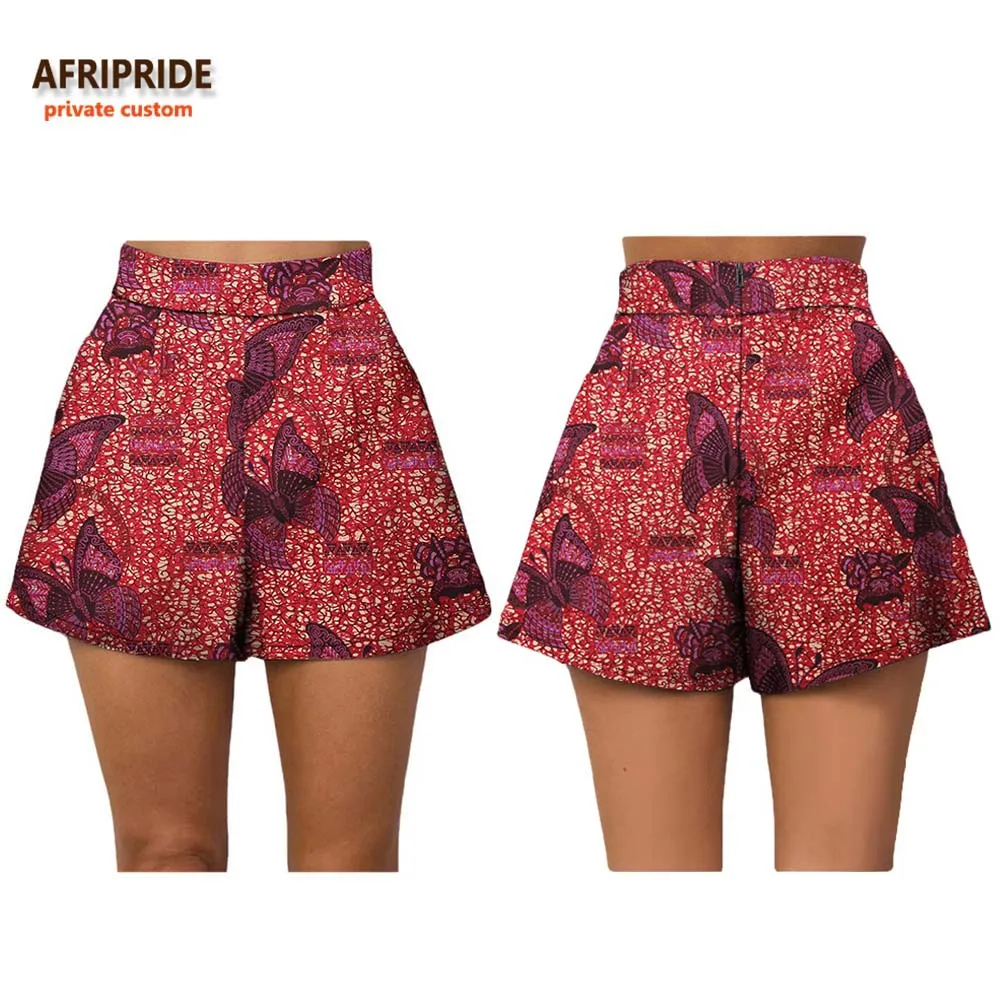 

2019 african summer women shorts AFRIPRIDE private custom casual summer beach shorts 100% pure cotton batik print A722102