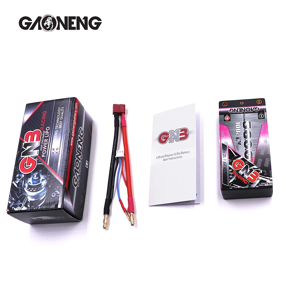 Gaoneng GNB 5600mAh 7,6 V 100C 2S Жесткий Чехол коротышка LiHV LiPo аккумулятор 4,0 мм разъем типа "банан" для автомобиля B5M 22 22T SCT Запчасти для гоночных автомобилей