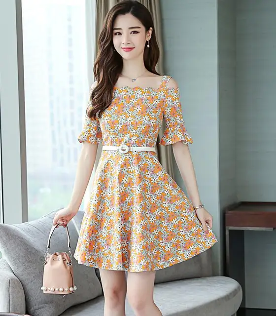 New Arrival 2018 Women Summer Dress Korean Style Sweet Floral Dress ...