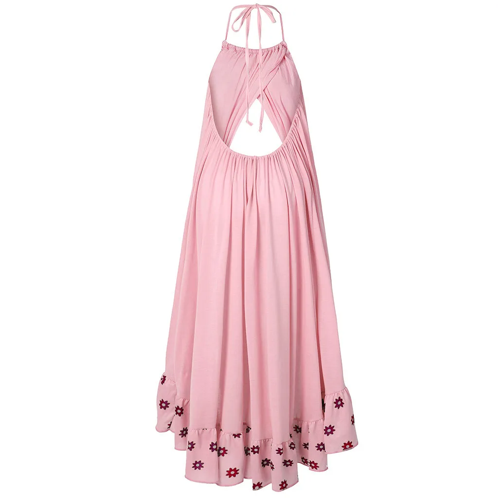 Летние сексуальные платья для беременных, для фотосессии, для женщин, без бретелек, макси длинное платье для беременных, Одежда для беременных, платье размера плюс - Цвет: Pink