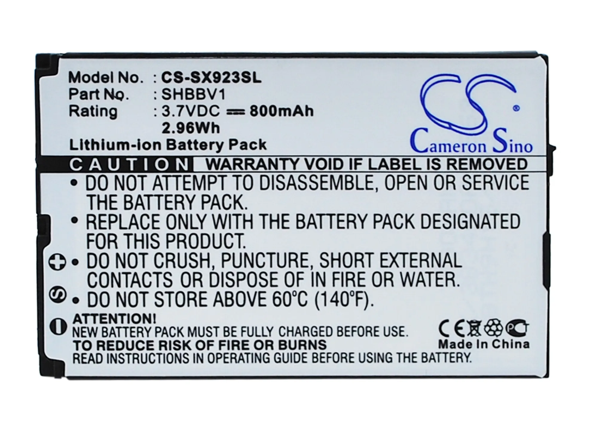 Аккумулятор Cameron Sino 800mAh SHBBV1 для Sharp 9020C 923SH|Аккумуляторы мобильных телефонов| |