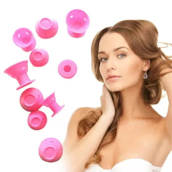 

10pcs/Pack Soft Rubber Magic Hair Care Rollers Silicone Pink Hair Curler No Heating Hair Styling Tool Can Be Using During Sleep