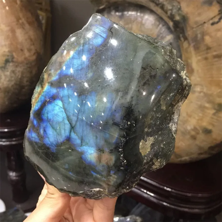 

1pcs large size natural labradorite tumbled stone and mineral specimen reiki healing facet polished raw gem for home decor