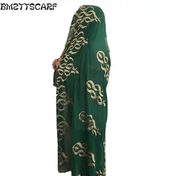 Новая африканская шарфы мусульманские вышивки женщин большой шифон шарф для Шали Обертывания платок хороший дизайнер шарф bm438