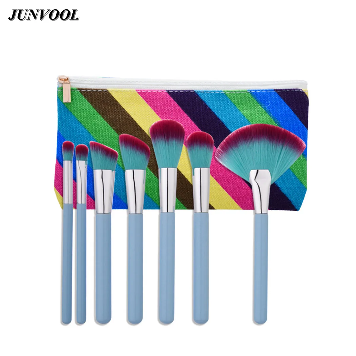 Fan Makeup Brush Set 7pcs DIY Red Synthetic Beauty Cosmetic Brushes Kit