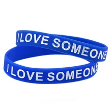 OBH 50 шт. синий Выгравированный я люблю кого-то с аутизма силиконовый браслет