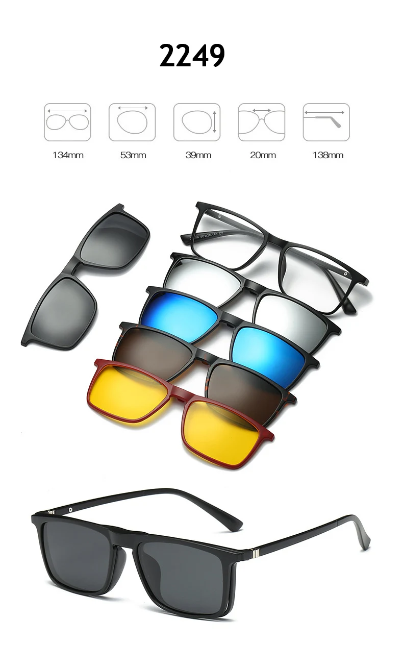 Модные оправы для очков Для мужчин Для женщин с 5 клип на tr90 солнцезащитные очки поляризованные Магнитные очки мужские водительские очки от близорукости sq01