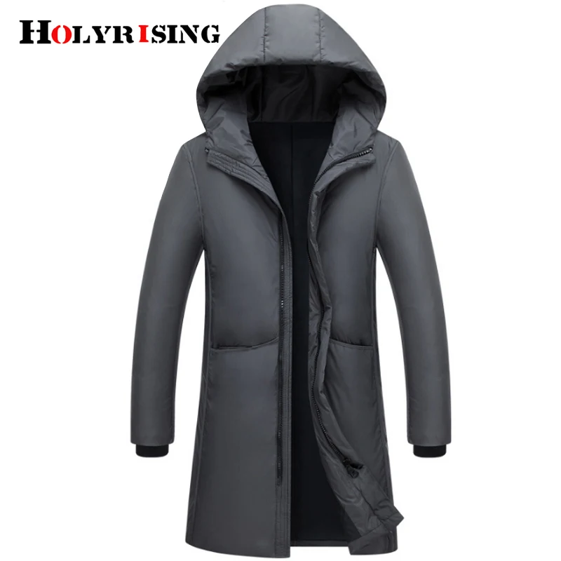 Holyrising, толстая длинная мужская зимняя куртка, белый утиный пух, chaqueta plumas hombre invierno, 2 цвета, мужской пуховик с капюшоном, 18151-5