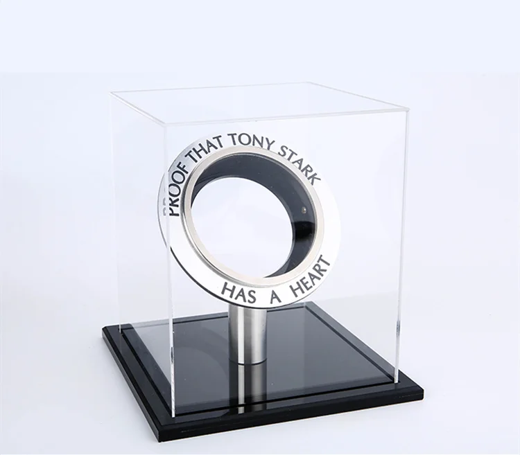 

[New] Glass Display box Iron Man Arc Reactor A generation of glowing iron man heart model LED Light Action Figure Show Case gift