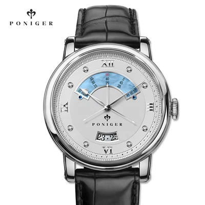 Швейцарский люксовый бренд PONIGER Мужские часы Япония NH35A автоматические механические часы MOVT мужские часы с двойным циферблатом сапфировые часы P719-1 - Цвет: Item 1