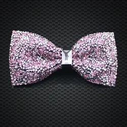 Мода 2017 г. галстук-бабочку Кристалл розовый цвет Для мужчин s смокинг Регулируемая бабочкой для Для мужчин Подарочная коробка Формальные