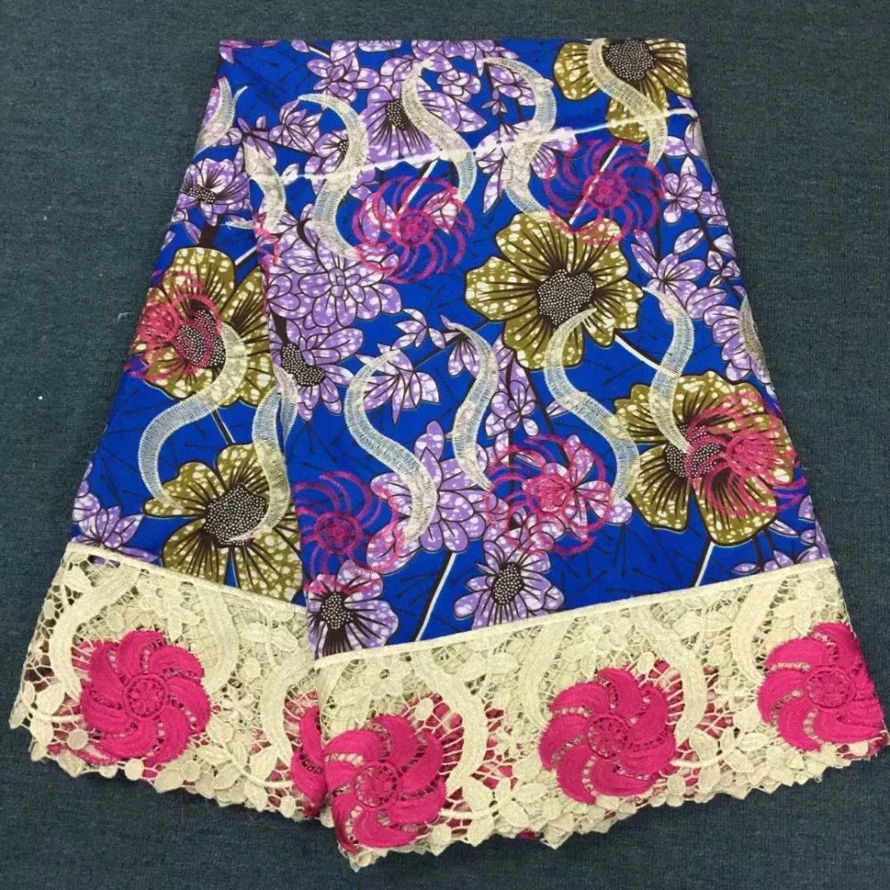 

2019 New African Mesh Lace Fabric High Quality French Nigerian 100% cotton Super Wax Net Lace Fabrics For Dress 5yards A844