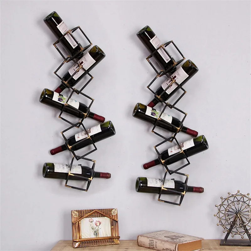 

Retro Iron Art Red Wine Rack Cork Container Bottle Holder Kitchen Bar Display Metal Craft Handcraft Wine Stand Decor L3123