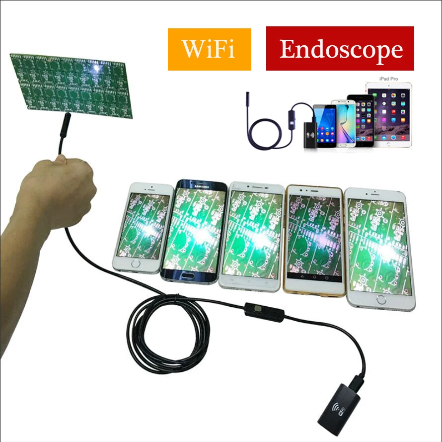 

XINFICAM 8mm 720P for Android iOS Hard Cable Wifi HD Endoscope 1/3/5/7/10m Hard Wire pipe camera Snake Camera car inspection