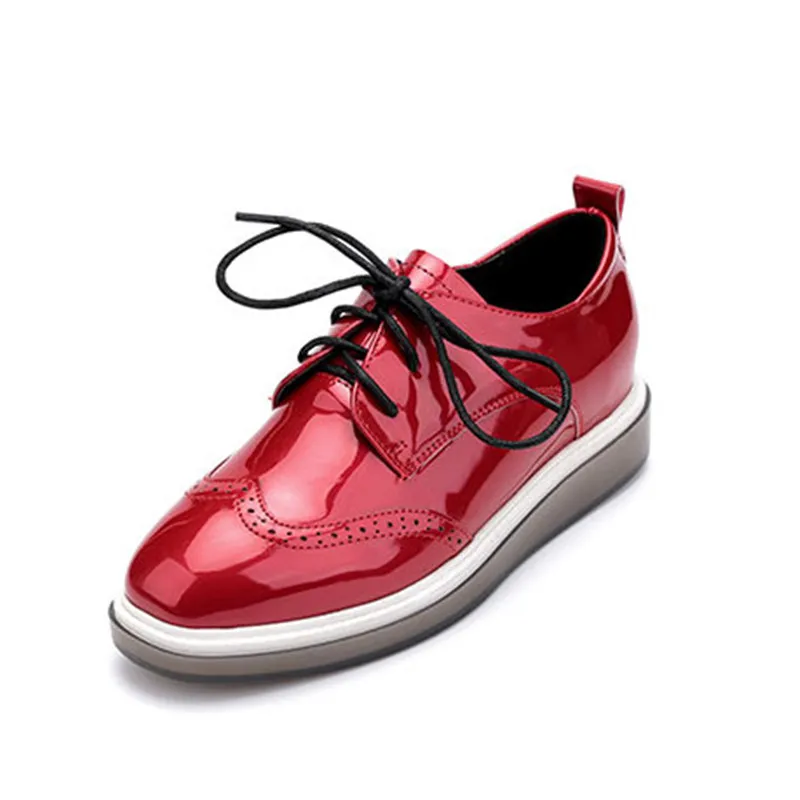 

2017 New Leather Brogue Shoes Women Flats Fashion Square Toe Oxford Shoes For Women Spring British Style
