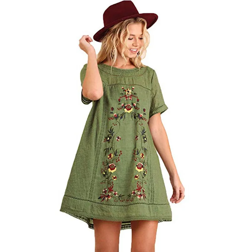 New Women Summer Sexy Bohemian Embroidered Short Sleeve Blouse Tops Fashion Blouse Vintage Casual Daily Elegant Shirt #4R02 (15)