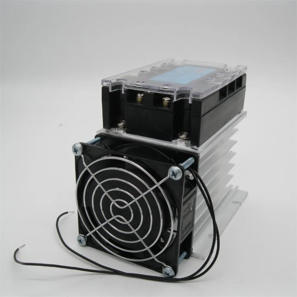 Высокое качество трехфазное твердотельное реле SSR-100DA реле 3-32VDC до 30-480V AC SSR реле+ алюминиевый радиатор+ электрический вентилятор