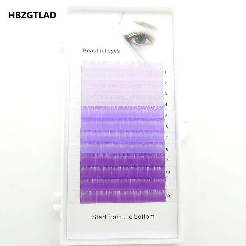 Накладные ресницы HBZGTLAD C/D 0 07/0 1 мм 8 15 3 фиолетовых цвета смешанные индивидуальные