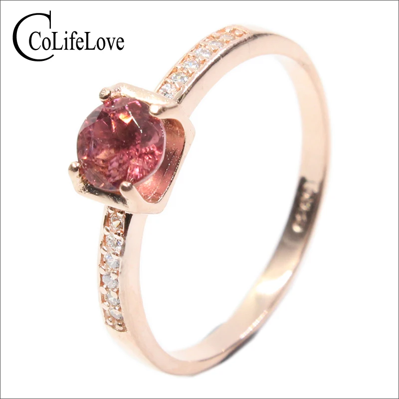 Новое поступление Кольца из натурального Поделочного Камня 5 мм круглой формы розовый турмалин драгоценный камень кольцо твердое 925 серебро pyrope гранат кольцо для женщин