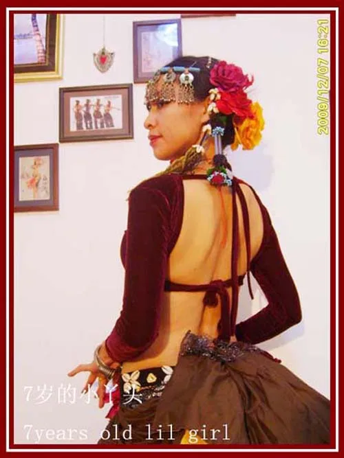

velvet Fat Chance Tribal Choli belly dance long sleeve top FA08-13